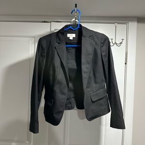 Ann Taylor LOFT Blazer Dark Gray Pinstripe Size 2P